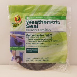 Duck Brand Self Adhesive Foam Weatherstrip Seal Medium Gaps 3/8" x 5/16 x 10 ft
